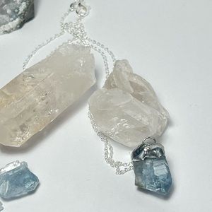 Celestite Crystal Stone Pendant Necklace